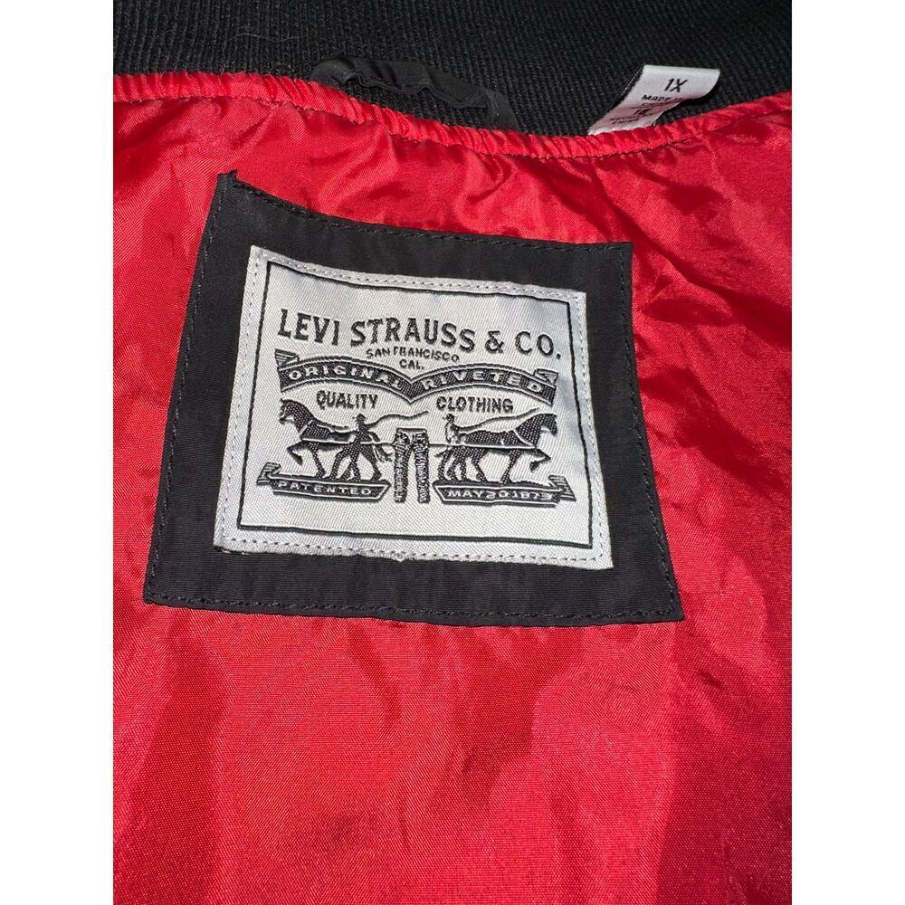 Levi’s Jacket Women’s Black Bomber Biker Elastic Ribbed Zip Melanie Newport 1X - Picture 8 of 14